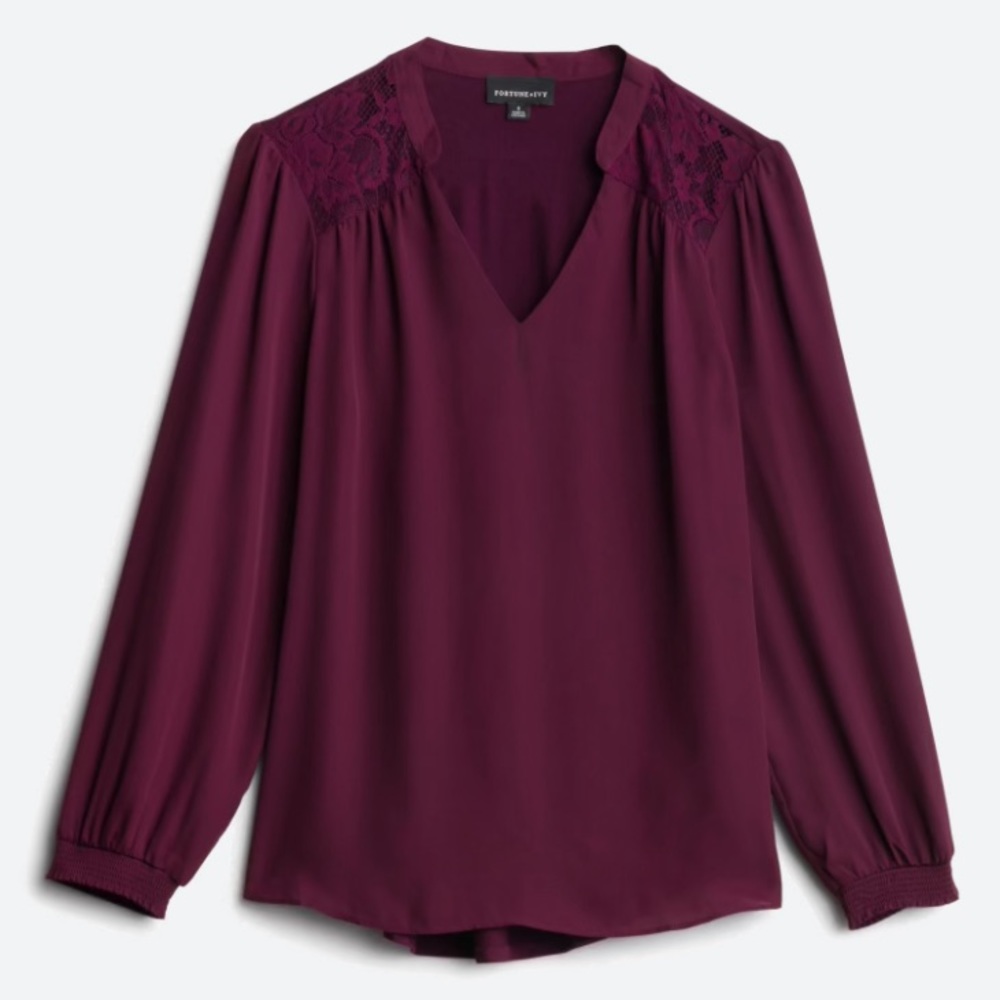 Fortune + Ivy lace shoulder blouse